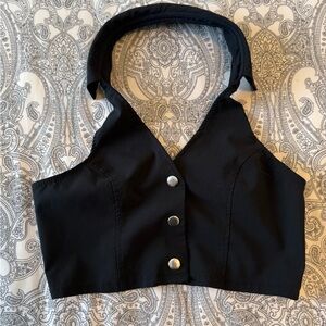Divided Black Halter Top Ladies Small